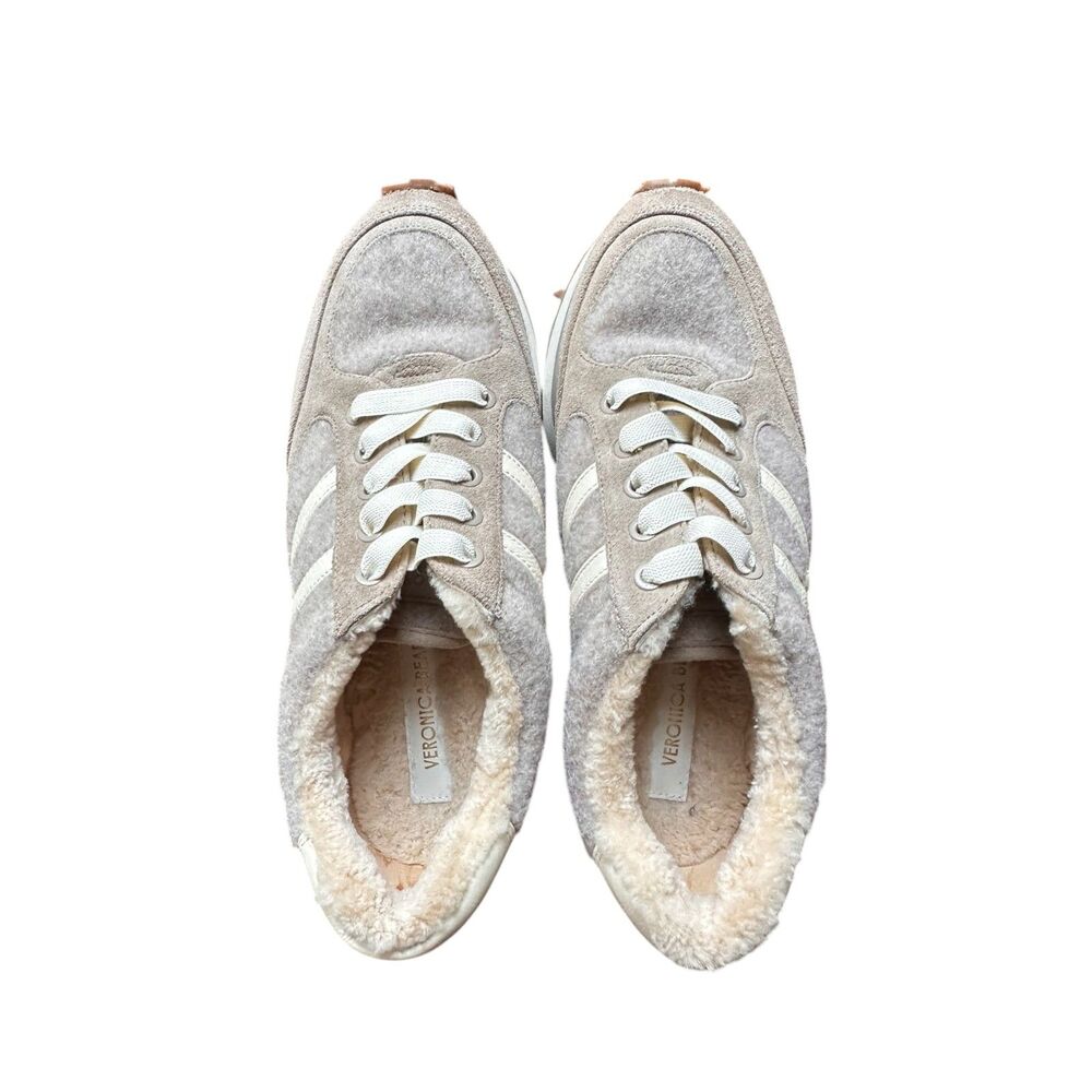 VERONICA BEARD Valentina-3 Shearling Lined Sneakers Gray Sz 8 - Picture 4 of 7
